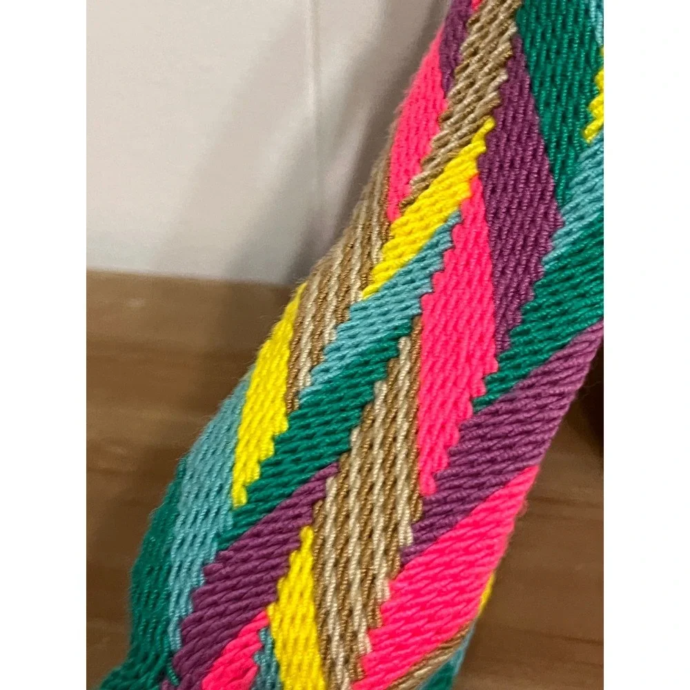 Handmade‎ Woven Crochet Bag Multi Color Diamond Pattern Tassels Shoulder Bag